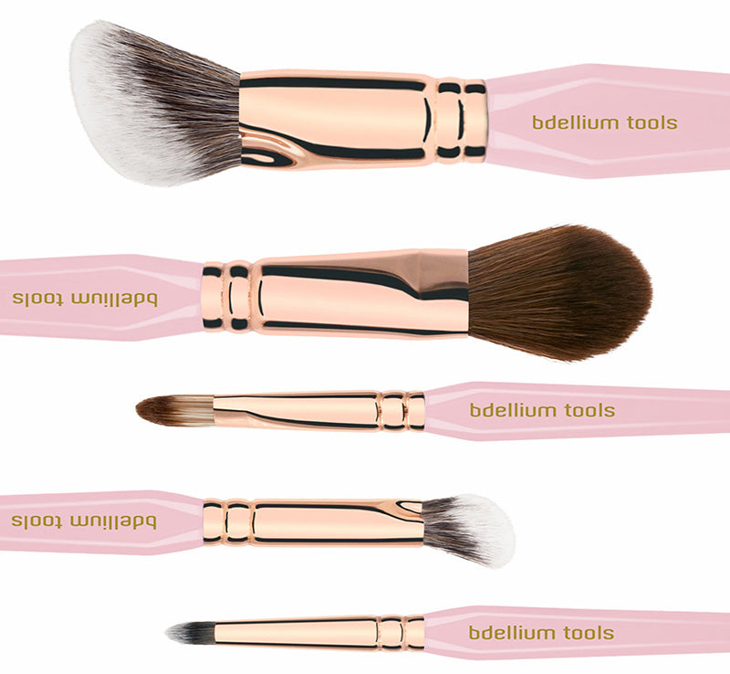 PINK GOLDEN TRIANGLE FACE & EYES BRUSH SET